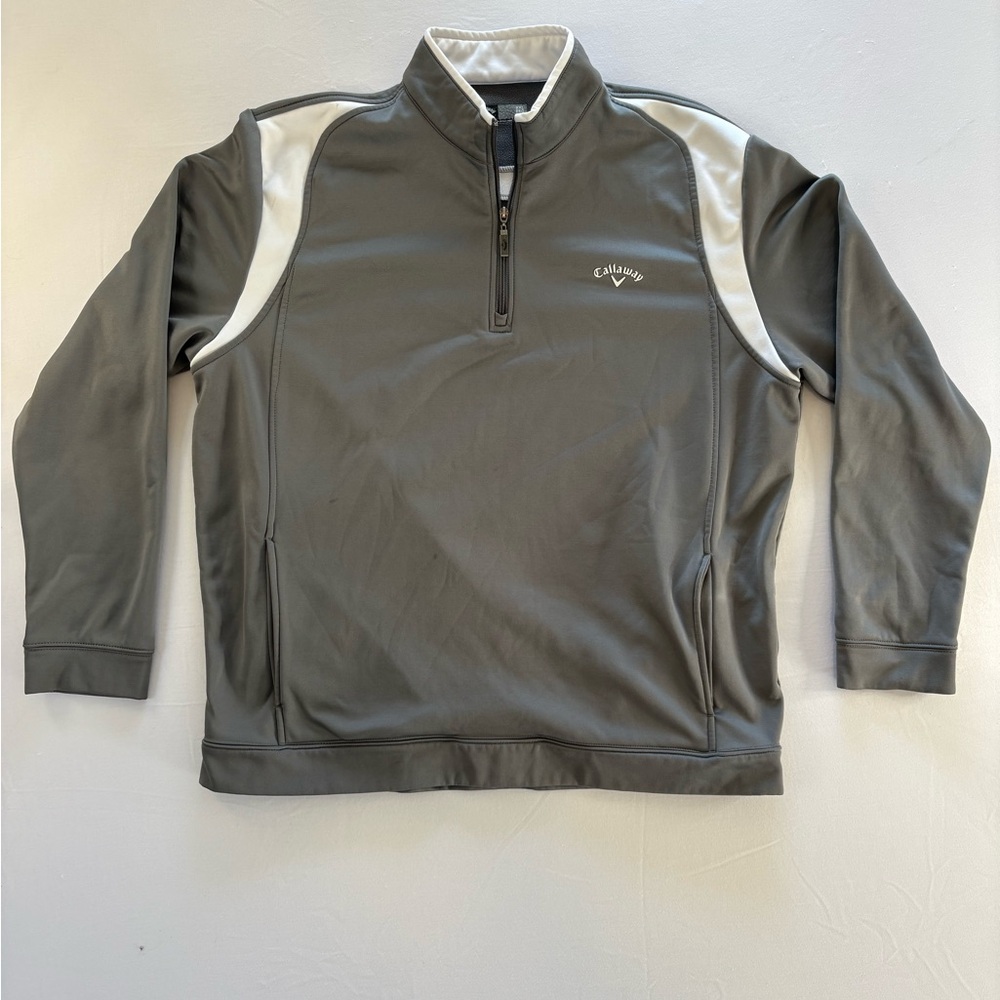 Callaway Men's Quarter Zip 1/4 Zip Sweater Pullover Gray Fleece, Size XXL